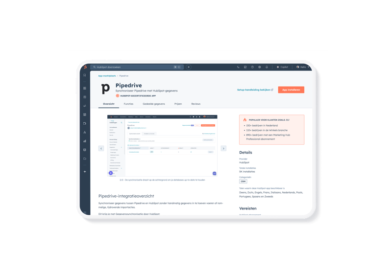 hubspot pipedrive integratie