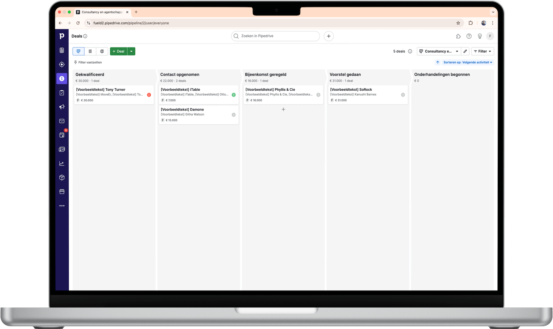 Pipedrive overzicht scherm